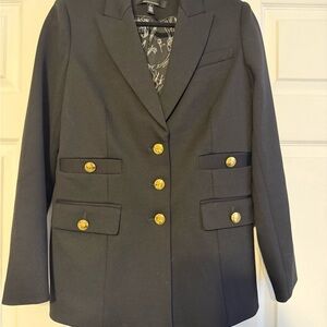 White House Black Market Black Blazer with Gold Accents